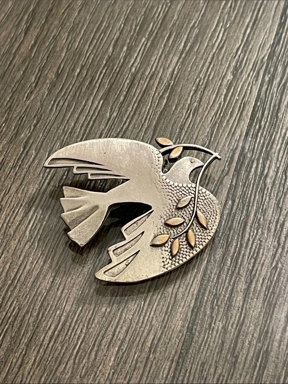 Tom Reardon & Kathleen Doyle Handcrafted Mixed-Metal Peace Dove Brooch